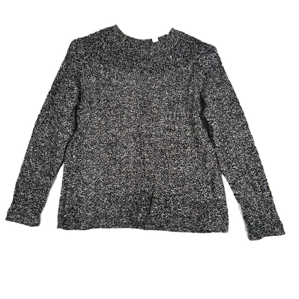 Liz Claiborne Sweater Women XL Marled Black‎ White Casual Versatile Minimalist